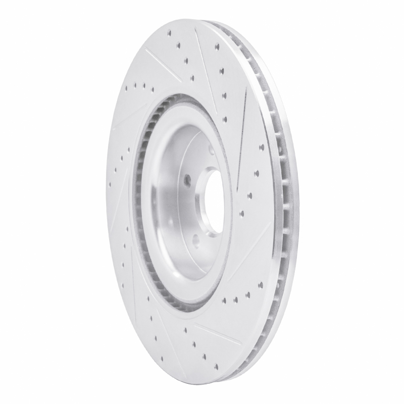 Ford Focus Brake Rotor (1) - Front Left - R1 Concepts - Drilled & Slotted - Silver - `16-`18